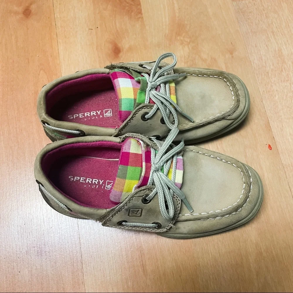 Sperry Multi-Color Plaid Intrepid AC Girls Slip On Loafer Boat Shoes Size 11